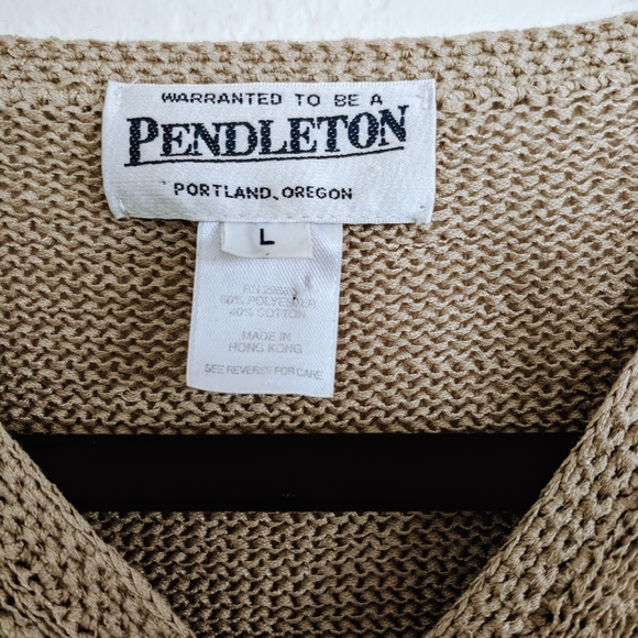 Fall Pendleton Linen Oregon Beige Tan Cardigan - Picture 3 of 5